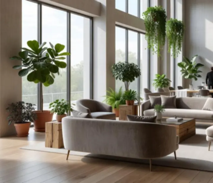 Vue d'ensemble d'un loft lumineux aménagé pour un événement élégant