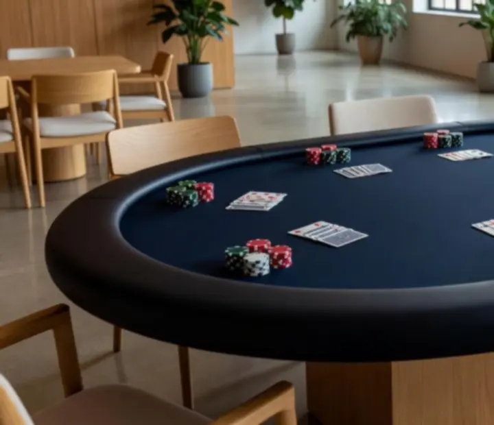Table de poker installée dans un loft lumineux et contemporain