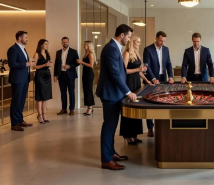Table de roulette dans une salle d’événement contemporaine et lumineuse