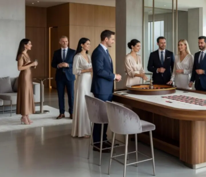 Table de roulette élégante dans un loft lumineux avec décoration contemporaine