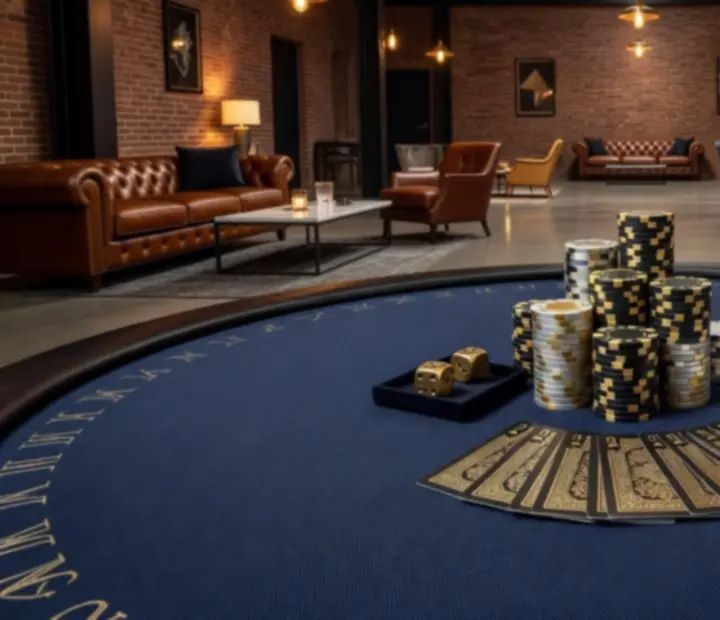 Scénographie de tables de poker dans un loft contemporain