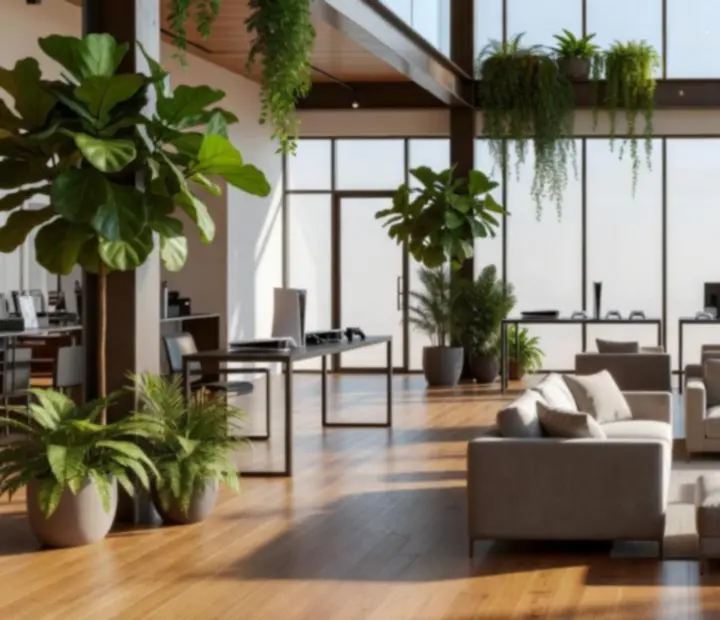 Ambiance d'événement en loft lumineux avec tables de jeux élégantes